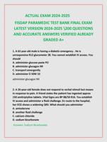 FISDAP PARAMEDIC TEST BANK FINAL EXAM  LATEST VERSION 2024-2025 200 QUESTIONS  AND ACCURATE ANSWERS VERIFIED