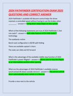 2024 PATHFINDER CERTIFICATION EXAM 2025 QUESTIONS AND CORRECT ANSWER