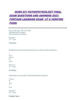 NURS 231 Pathophysiology Final Exam Questions and Answers  Portage Learning