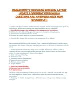 OB/MATERNITY HESI EXAM 2024-2025 LATEST UPDATE 2 DIFFERENT VERSIONS110 QUESTIONS AND ANSWERS NEXT NGN