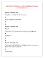 PREPARATIVO VESTIBULAR E ENEM –VEC-BIOLOGIA : Origem  da- vida Flashcards