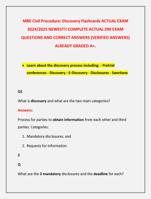 MBE Civil Procedure: Discovery Flashcards ACTUAL EXAM  2024/2025 NEWEST!! COMPLETE ACTUAL 290 EXAM