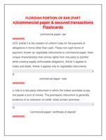 FLORIDAH PORTION OF BAR (PART  A)lcommercial paper & secured transactions  Flashcard