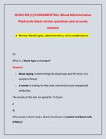 NCLEX-RN (1) FUNDAMENTALS: Blood Administration  Flashcards latest version questions and accurate  answers