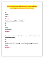 NCLEX-RN (1) FUNDAMENTALS: Culture & Religion  Flashcards questions and accurate answers verified