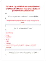 NCLEX-RN (1) FUNDAMENTALS: Complementary  and Alternative Medicine Flashcards actual exam  questions and accurate answers