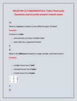 NCLEX-RN (1) FUNDAMENTALS: Tubes Flashcards  Questions and accurate answers newest exam