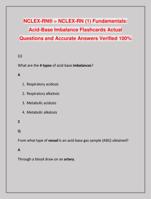 NCLEX-RN® > NCLEX-RN (1) Fundamentals:  Acid-Base Imbalance Flashcards Actual  Questions and Accurate Answers Verified 100%