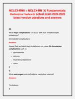 NCLEX-RN® > NCLEX-RN (1) Fundamentals:  Electrolytes Flashcards actual exam 2024-2025  latest version questions and answer