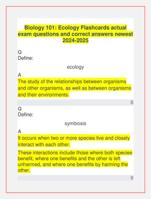 Biology 101: Ecology Flashcards actual  exam questions and correct answers newest  2024-2025