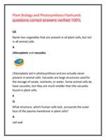 Plant Biology and Photosynthesis Flashcards questions correct answers verified 100%