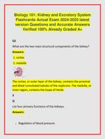 Biology 101: Kidney and Excretory System  Flashcards Actual Exam 2024-2025 latest  version Questions and Accurate Answers