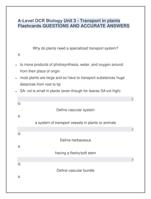 A-Level OCR Biology Unit 3 - Transport in plants  Flashcards QUESTIONS AND ACCURATE ANSWERS