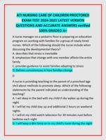 ATI NURSING CARE OF CHILDREN PROCTORED  EXAM TEST 2024-2025 LATEST VERSION  QUESTIONS AND ACCURATE ANSWERS