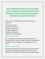 AUTO INSURANCE PRACTICE ACTUAL EXAM  LATEST VERSION QUESTIONS AND ACCURATE  ANSWERS