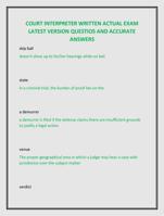 COURT INTERPRETER WRITTEN ACTUAL EXAM  LATEST VERSION QUESTIOS AND ACCURATE  ANSWERS