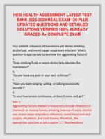 HESI HEALTH ASSESSMENT LATEST 2023 - 2024 TEST BANK REAL EXAM 400 plus  UPDATED QUESTIONS AND DETAILED  SOLUTIONS