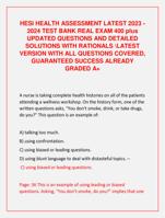 HESI HEALTH ASSESSMENT LATEST 2023 - 2024 TEST BANK REAL EXAM 400 plus  UPDATED QUESTIONS AND DETAILED  SOLUTIONS